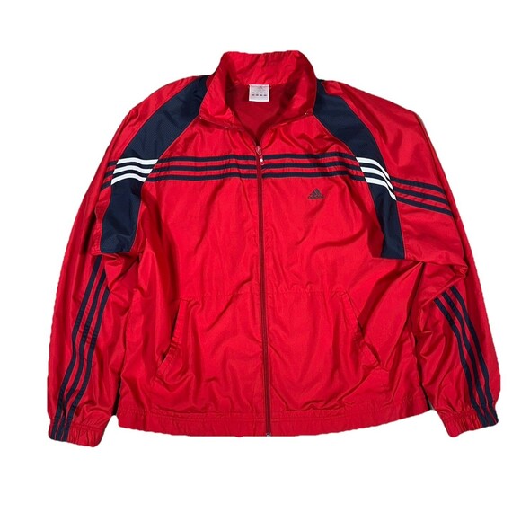 Adidas Climate Proof Red/black Windbreaker Track Jacket Sz 2XL - Picture 6 of 10